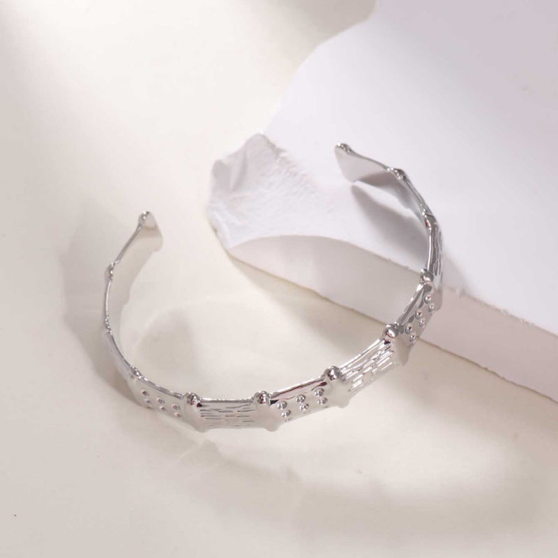 Women's Open Bangle in Modern Bamboo Design Symbol Fashion