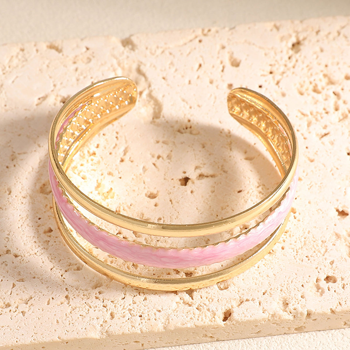 Women Open Bangle with Artistic Relief Design Symbol Fashion