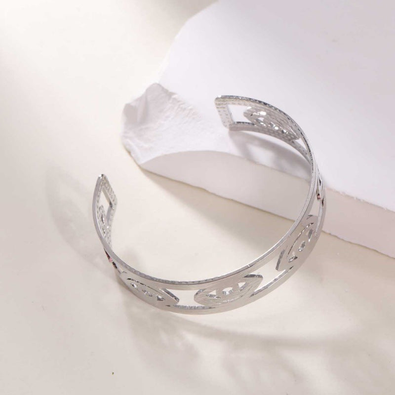 Women's Open Bangle in Modern Bamboo Design Symbol Fashion