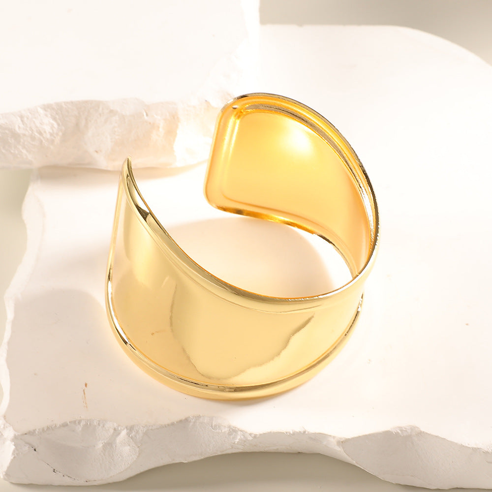 Women Open Bangle with Artistic Relief Design Symbol Fashion