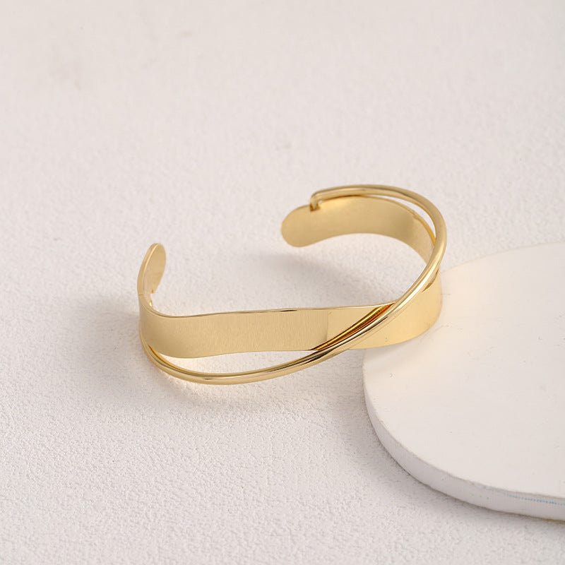Women Open Bangle in Minimalist Design Symbol Fashion