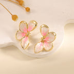 Women's ear clips in elegant floral design with a glossy coating Symbol Fashion