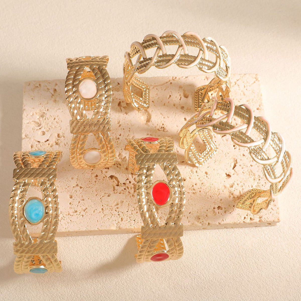 Women Open Bangle with Artistic Braiding Pattern Symbol Fashion