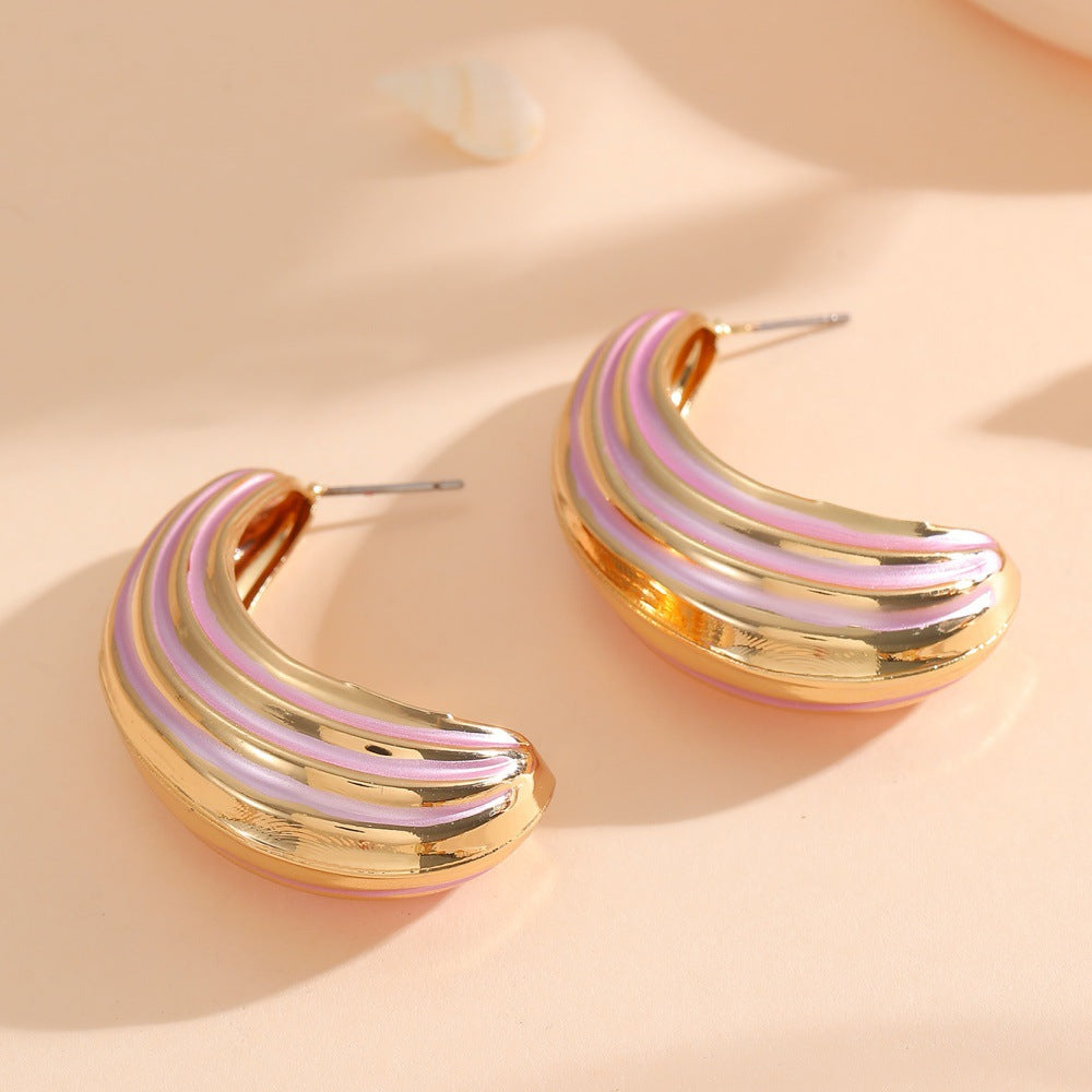 Women Hanging Earrings with Luxurious Gold and Pink Finish Symbol Fashion