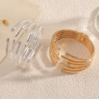 Women's Open Bangle with Modern, Layered Design Symbol Fashion