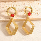 Women's Design Earrings with Geometric Wire Motif Symbol Fashion