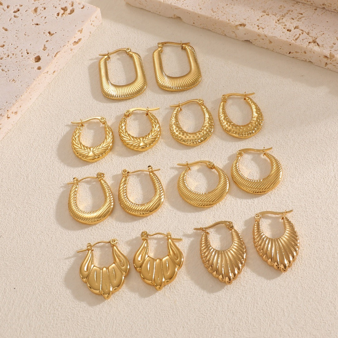 Women's Hanging Earrings with Integrated, Textured Design Symbol Fashion