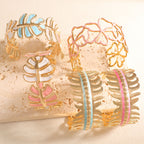 Women Open Bangle in Elegant Leaf Design Symbol Fashion