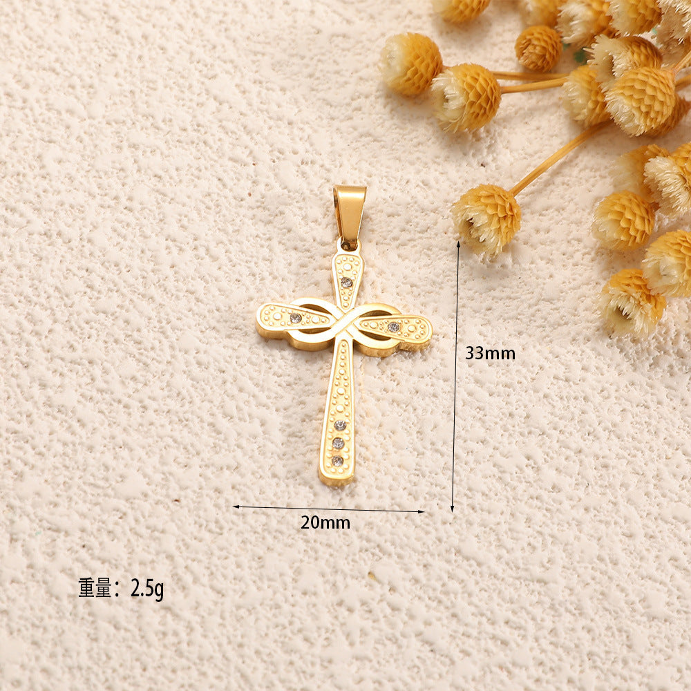 Ladies cross pendant with heart-shaped design and sparkling accents Symbol Fashion