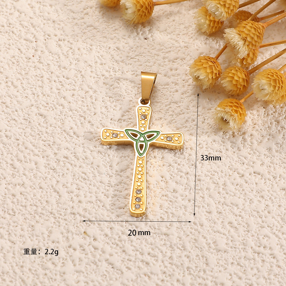 Ladies cross pendant with heart-shaped design and sparkling accents Symbol Fashion