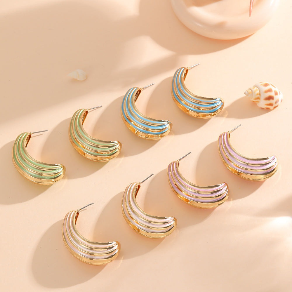 Women Hanging Earrings with Luxurious Gold and Pink Finish Symbol Fashion