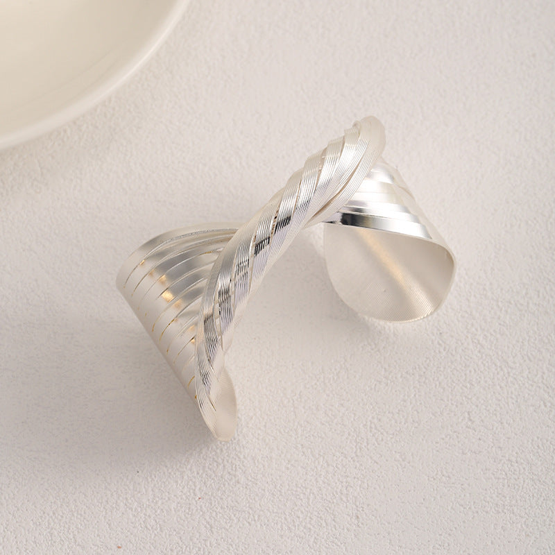 Ladies Open Bangle with Artistic Fold Design Symbol Fashion