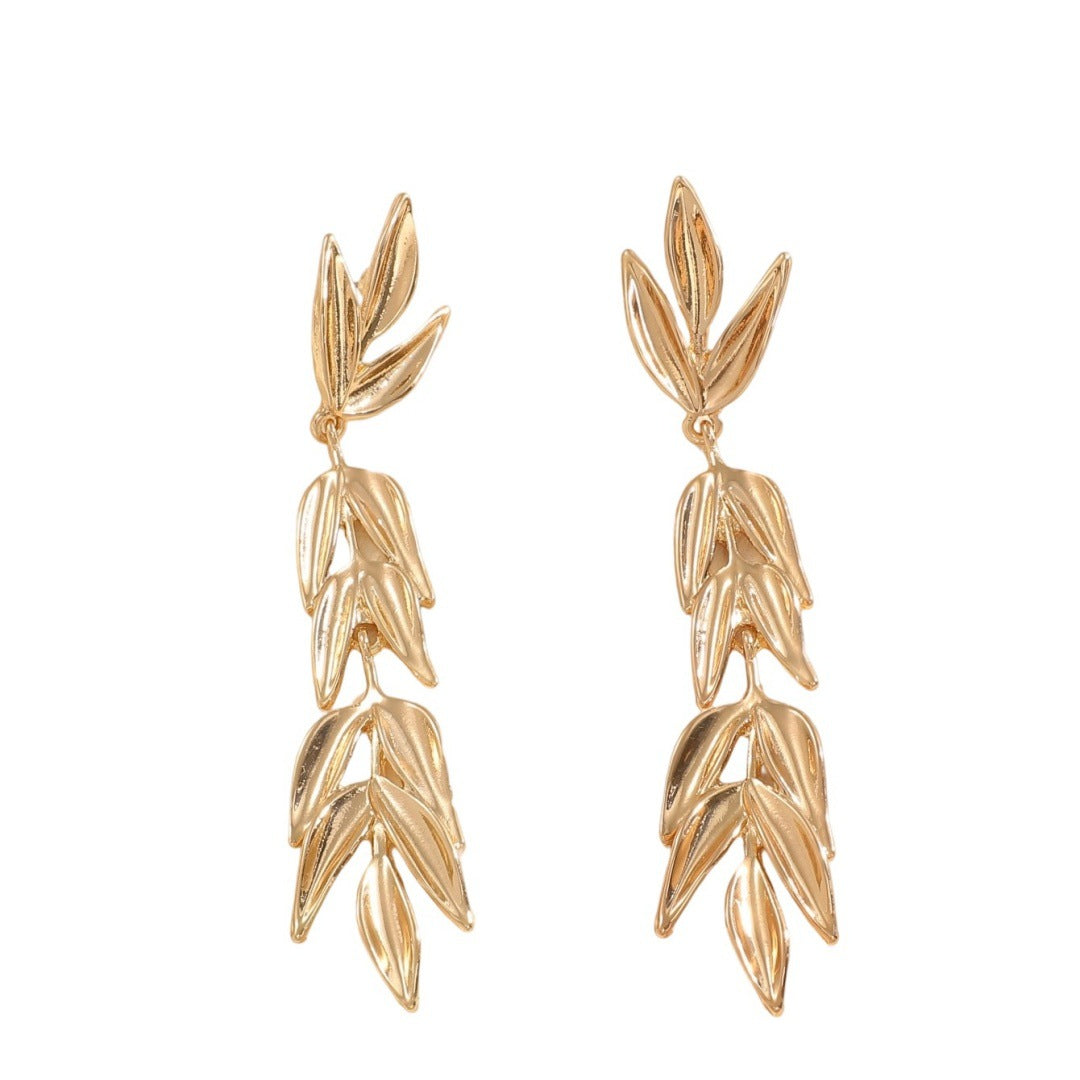 Women's Hanging Earrings with Elegant Leaf Design Symbol Fashion