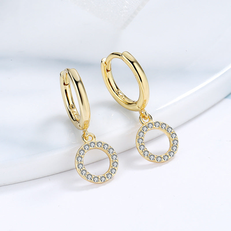 Women's earrings with sparkling circle pendant Symbol Fashion
