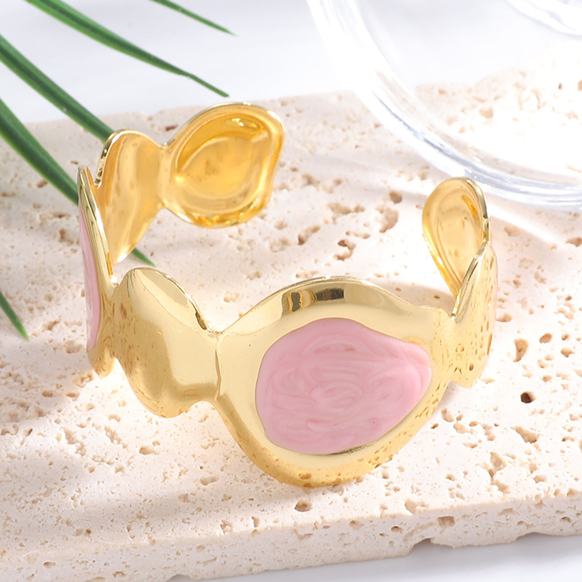 Ladies Open Bangle with Artistic, Curved Design Symbol Fashion
