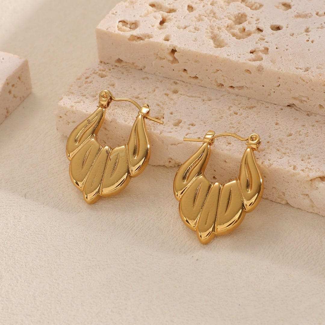 Women's Hanging Earrings with Integrated, Textured Design Symbol Fashion