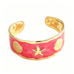 Women's Bangle with Maritime Shell and Starfish Design Symbol Fashion