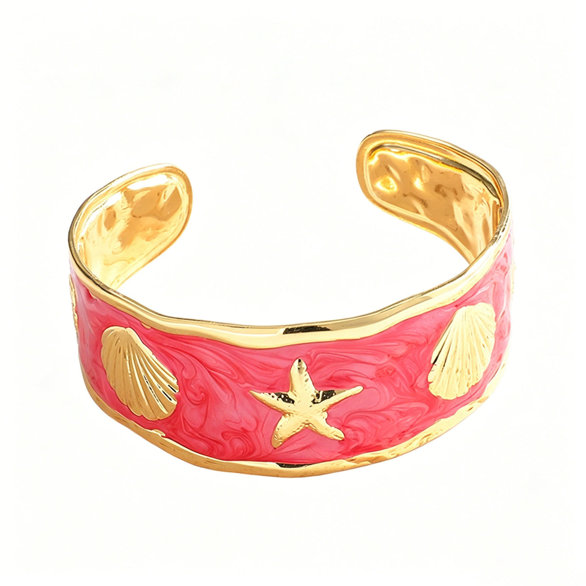 Women's Bangle with Maritime Shell and Starfish Design Symbol Fashion