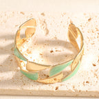 Women's Open Bangle with Elegant Leaf Design Symbol Fashion