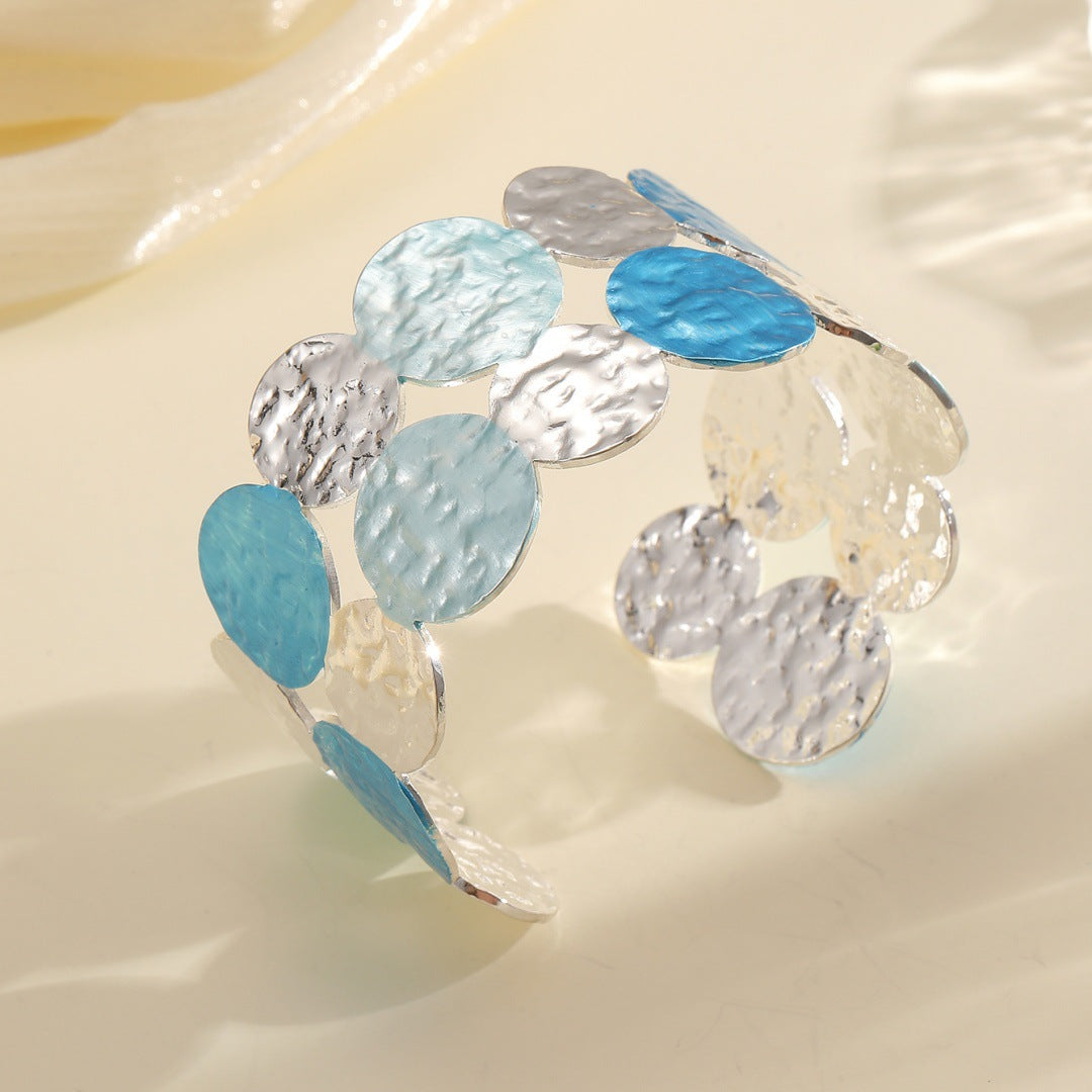 Ladies Open Bangle with Intricate Circle Design Symbol Fashion