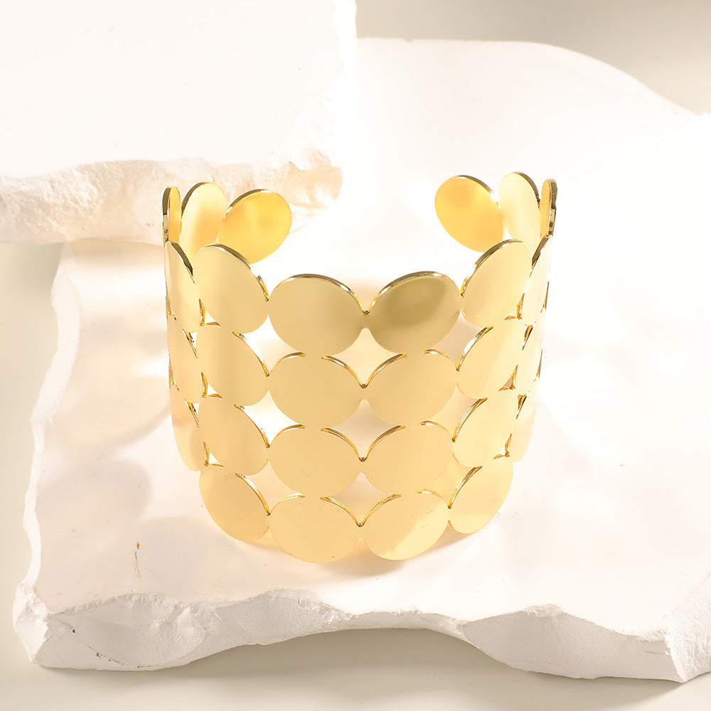 Women Open Bangle with Artistic Relief Design Symbol Fashion