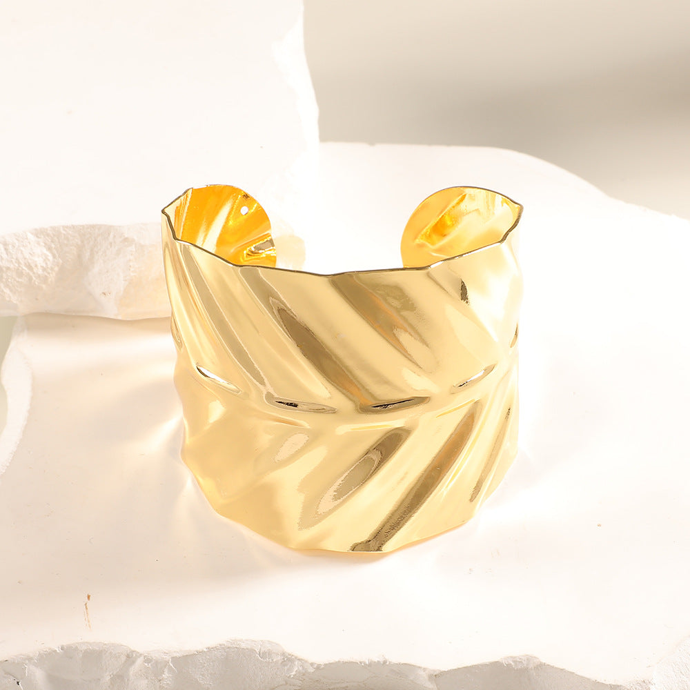 Women Open Bangle with Artistic Relief Design Symbol Fashion