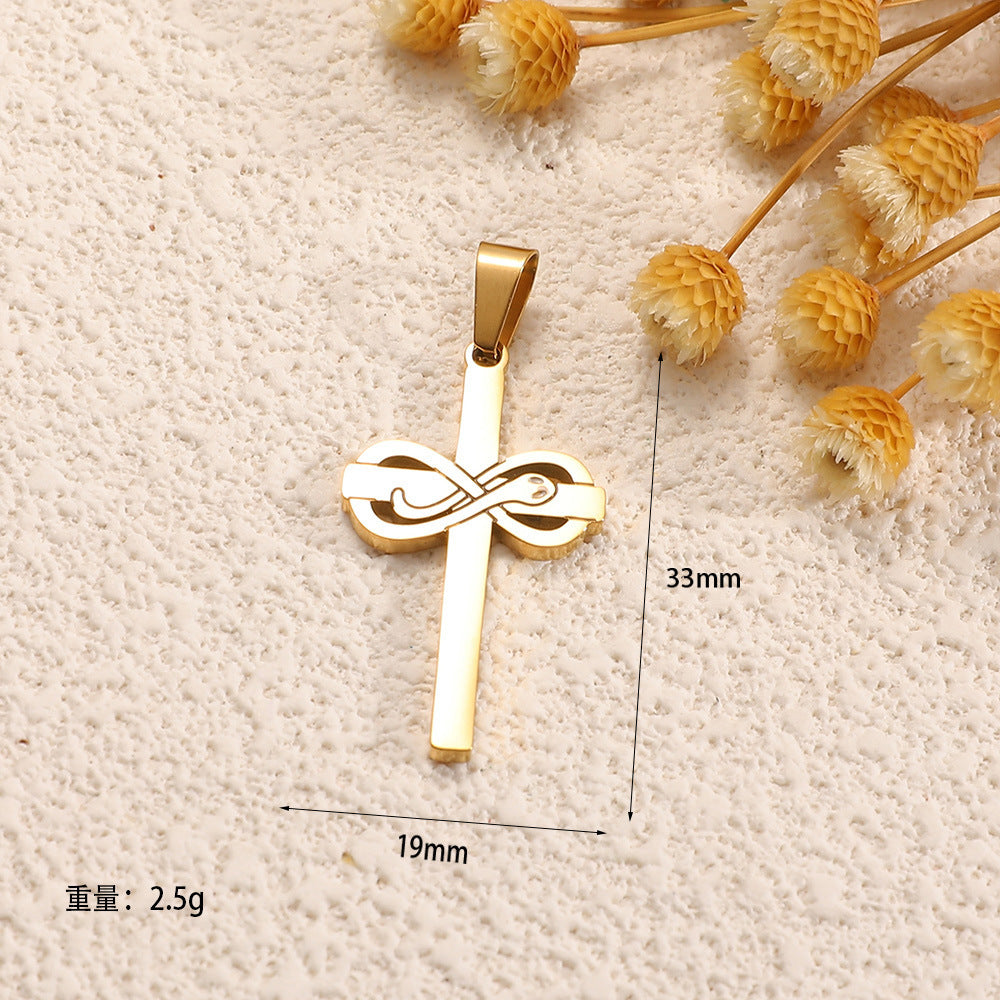 Ladies cross pendant with heart-shaped design and sparkling accents Symbol Fashion