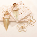 Ladies Hanging Earrings in Artistic Flower Design Symbol Fashion