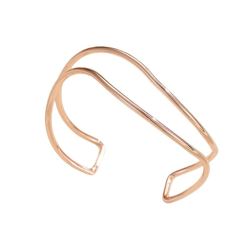 Women Open Bracelet with Curved Design Symbol Fashion