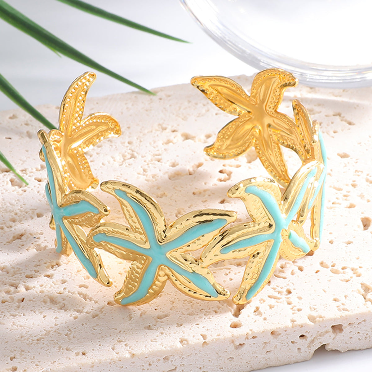 Ladies Open Cuff Bracelet with Expressive Star Motif Symbol Fashion