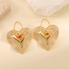 Ladies Heart-Shaped Earrings with Sparkling Zircon Decorations Symbol Fashion