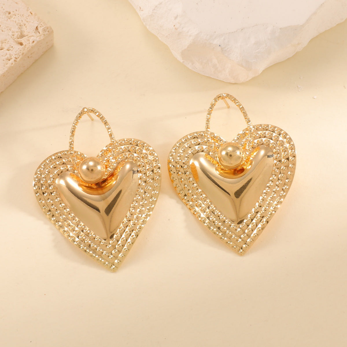 Ladies Heart-Shaped Earrings with Sparkling Zircon Decorations Symbol Fashion