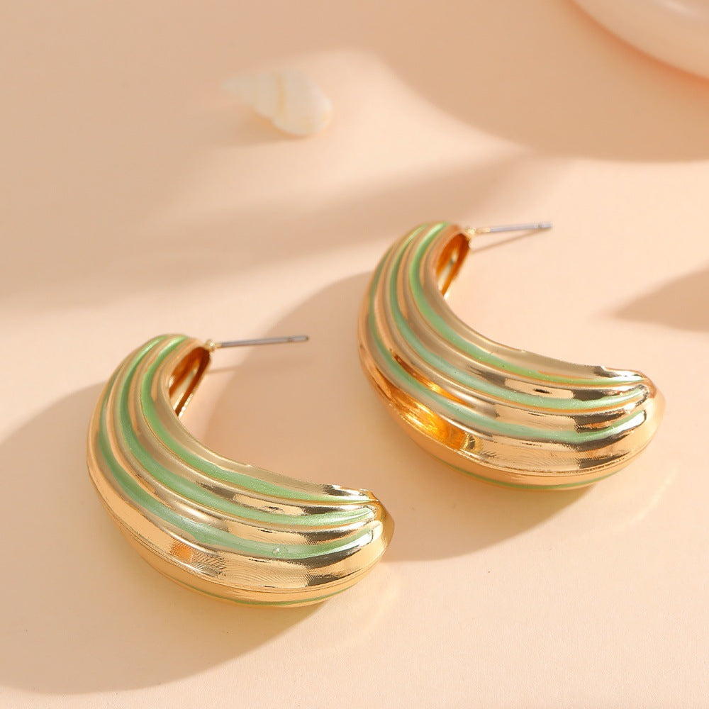 Women Hanging Earrings with Luxurious Gold and Pink Finish Symbol Fashion