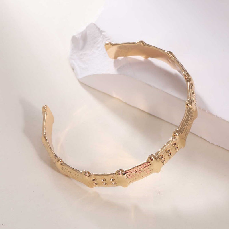 Women's Open Bangle in Modern Bamboo Design Symbol Fashion