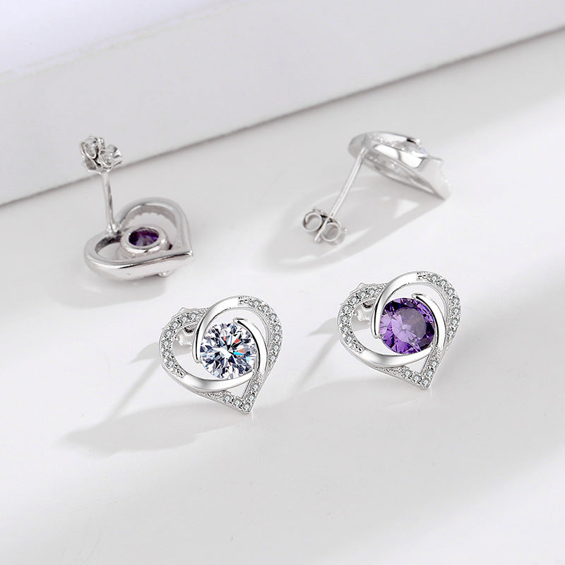 Ladies earrings in elegant heart design with shimmering zirconia Symbol Fashion