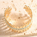 Women Open Bangle in Elegant Leaf Design Symbol Fashion