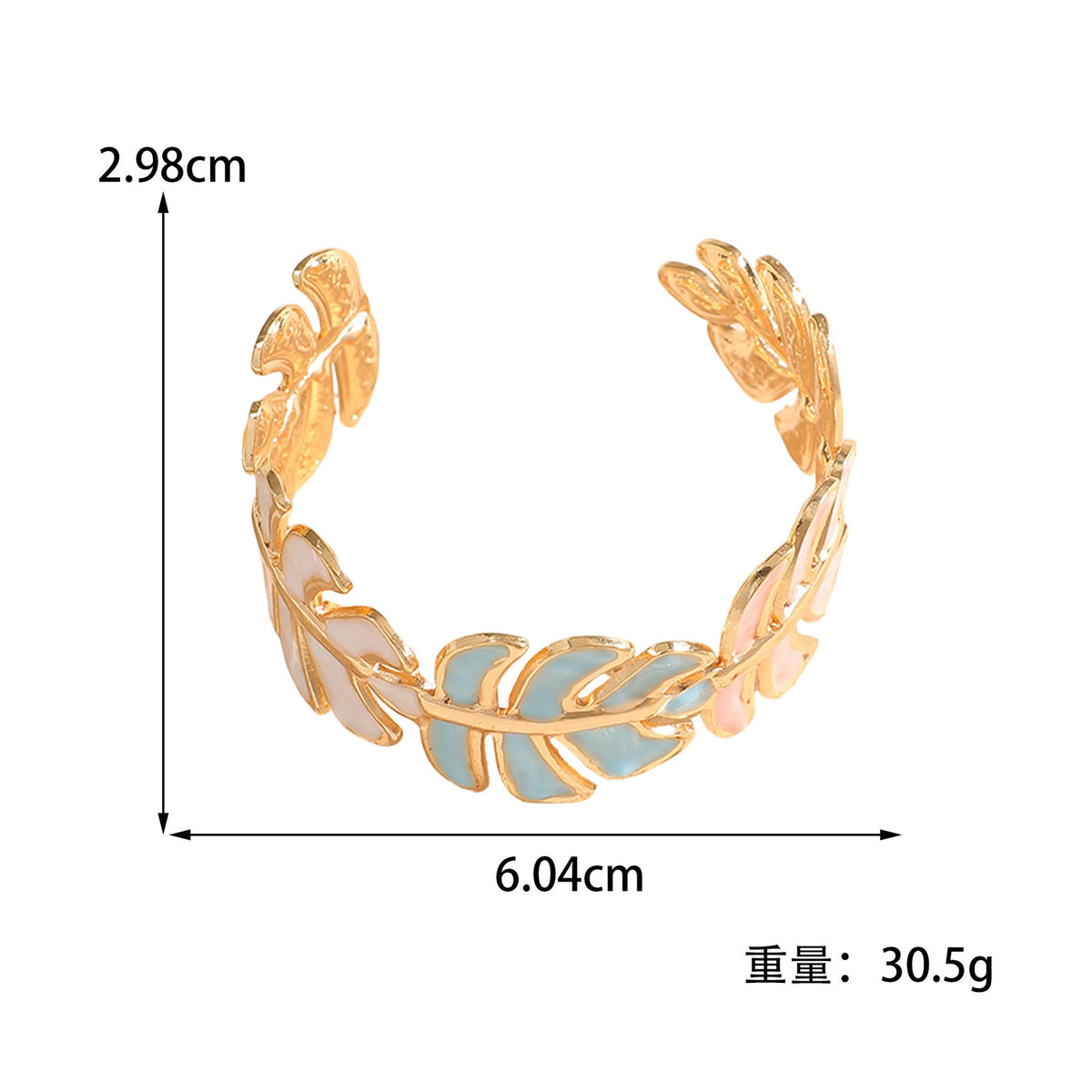 Women Open Bangle in Elegant Leaf Design Symbol Fashion