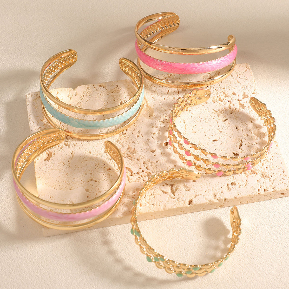 Women Open Bangle with Artistic Relief Design Symbol Fashion