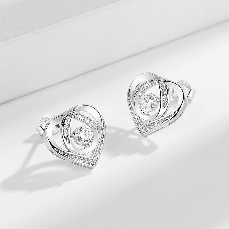 Women's earrings in elegant heart design with sparkling zirconia Symbol Fashion