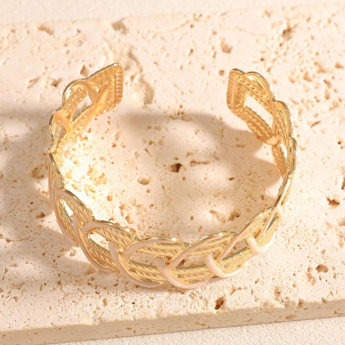 Women Open Bangle with Artistic Braiding Pattern Symbol Fashion