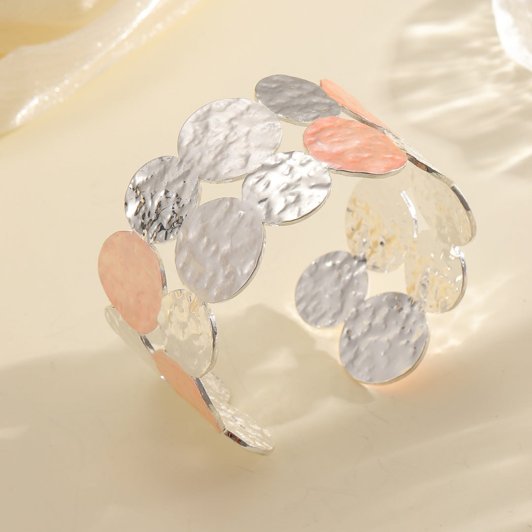 Ladies Open Bangle with Intricate Circle Design Symbol Fashion