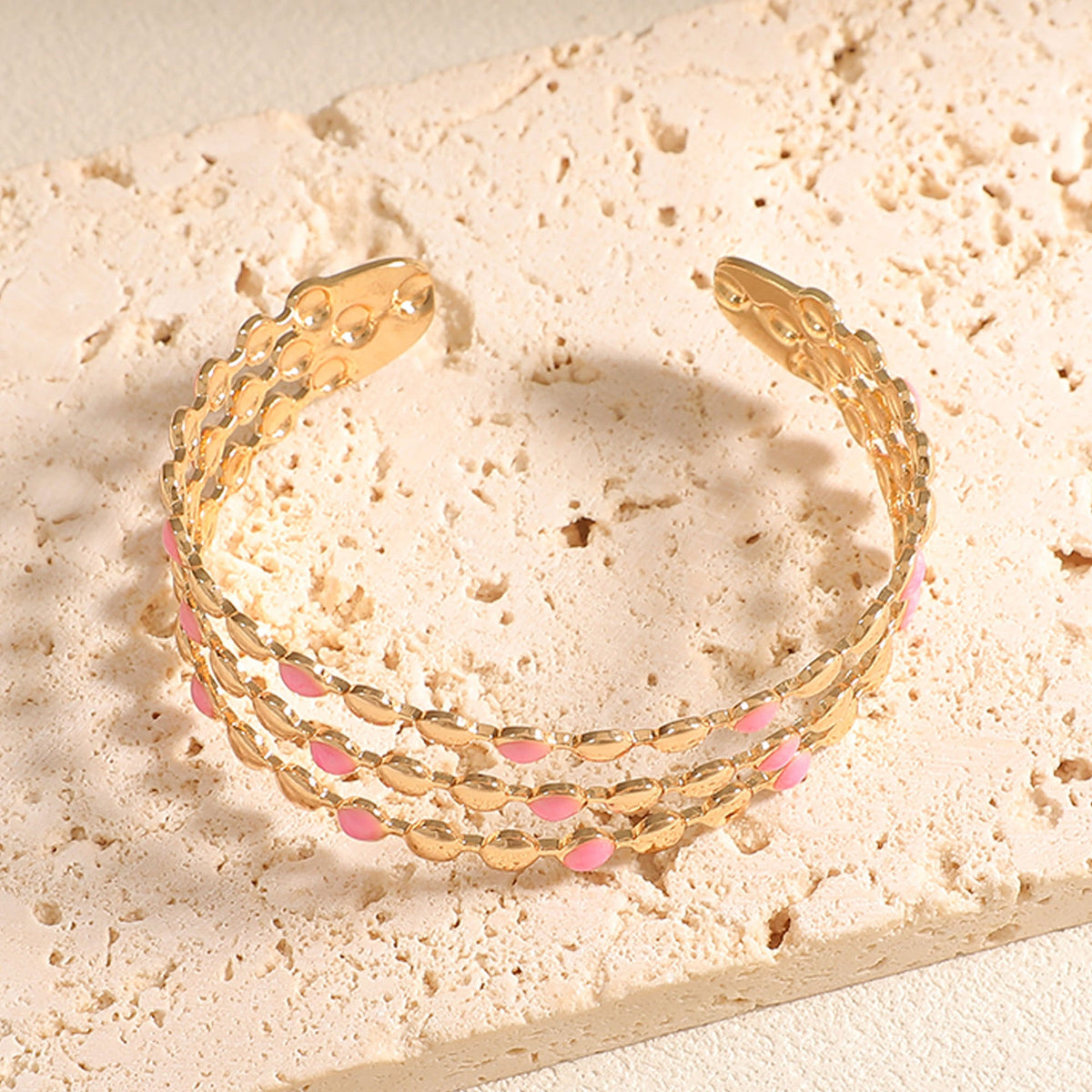 Women Open Bangle with Artistic Relief Design Symbol Fashion