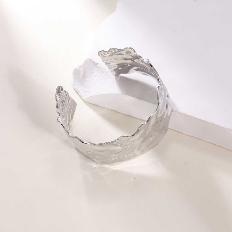 Ladies Open Cuff Bracelet with Artistic, Organic Design Symbol Fashion