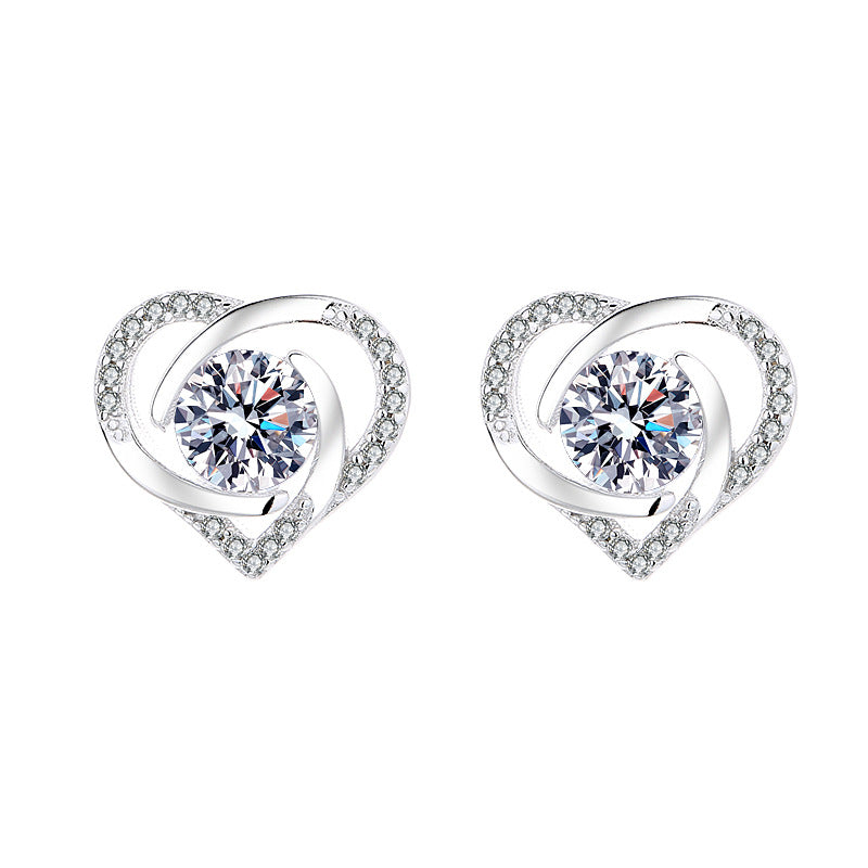 Ladies earrings in elegant heart design with shimmering zirconia Symbol Fashion