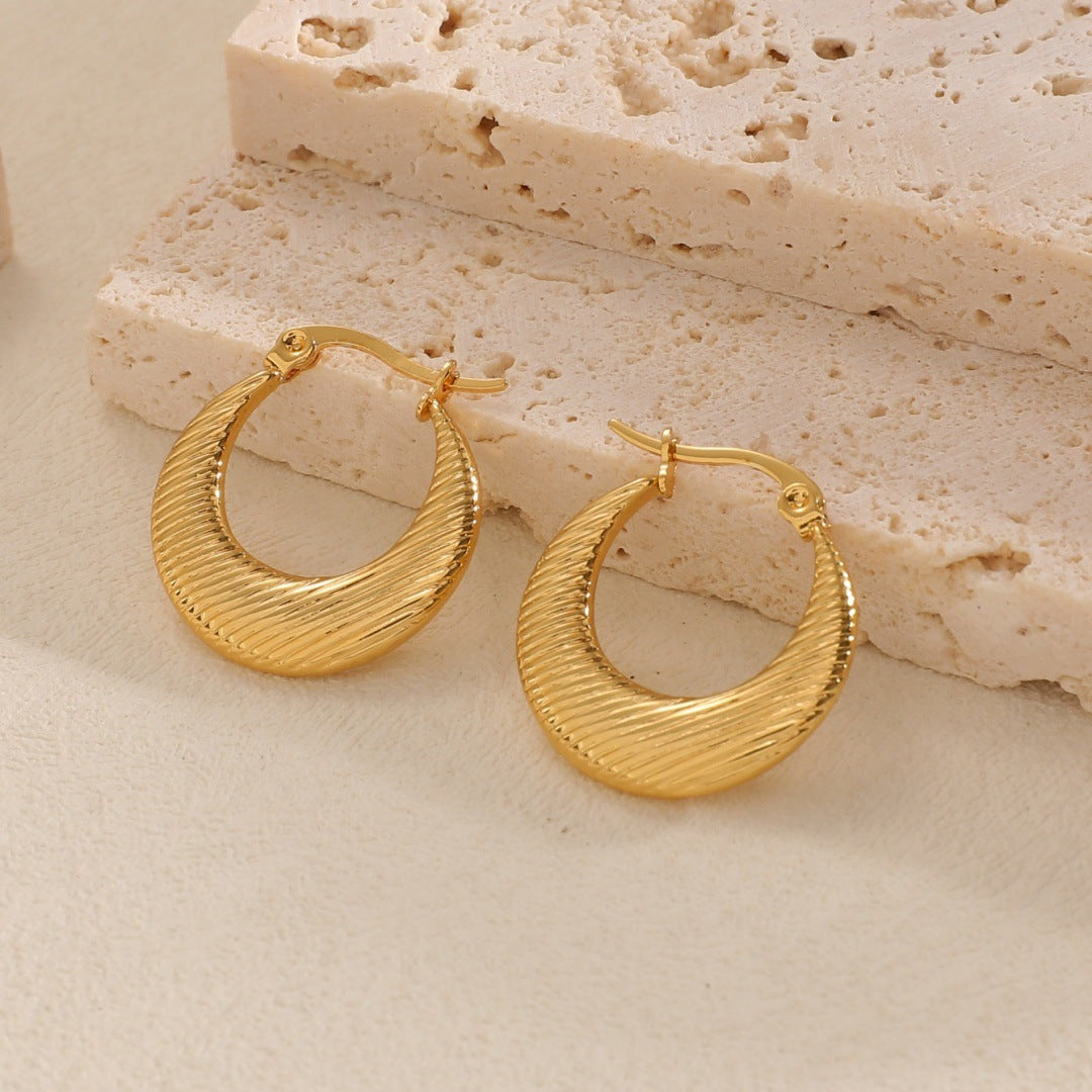 Women's Hanging Earrings with Integrated, Textured Design Symbol Fashion