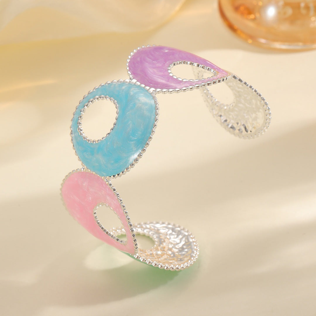 Women Open Bangle with artistic, multicolored design Symbol Fashion