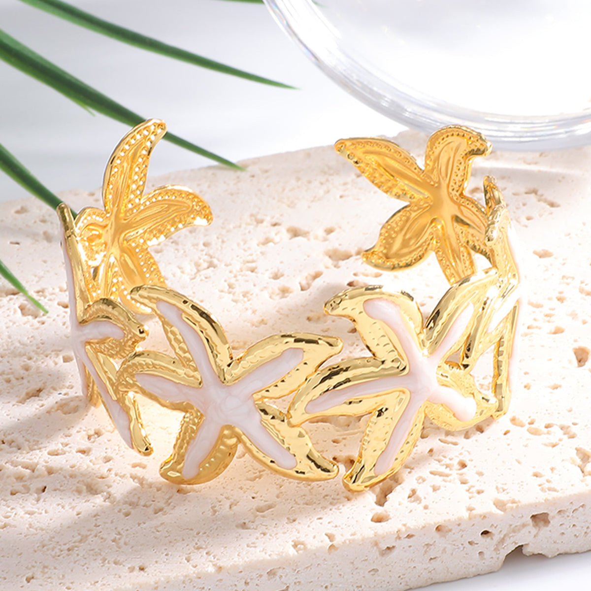 Ladies Open Cuff Bracelet with Expressive Star Motif Symbol Fashion
