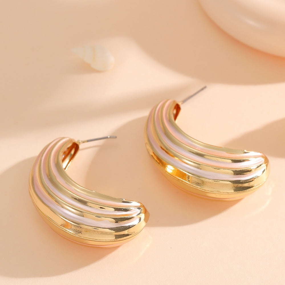 Women Hanging Earrings with Luxurious Gold and Pink Finish Symbol Fashion
