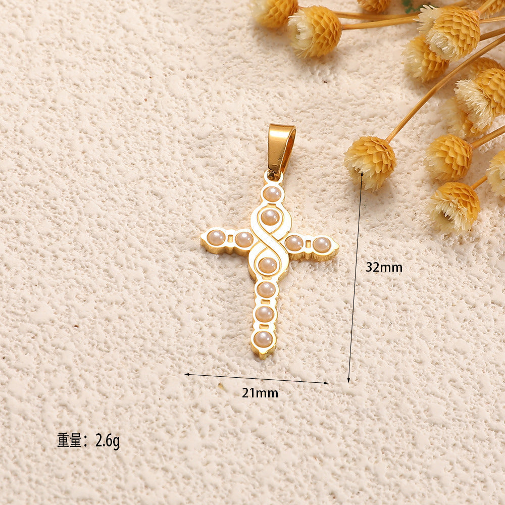 Ladies cross pendant with heart-shaped design and sparkling accents Symbol Fashion