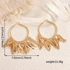 Women Hanging Earrings with Elegant Decorative Leaf Design Symbol Fashion